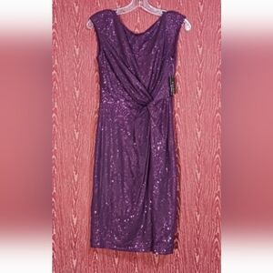LAUREN RALPH LAUREN DRESS Sleeveless Sequin Formal Prune Dress Women's Sz 6